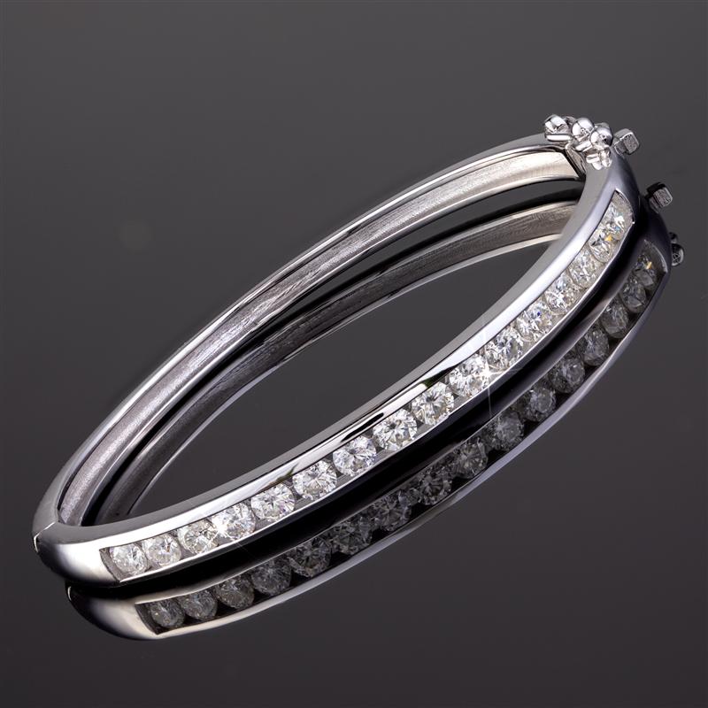 Rhodium-Finished Sterling Silver Moissanite Channel Ring & Bracelet